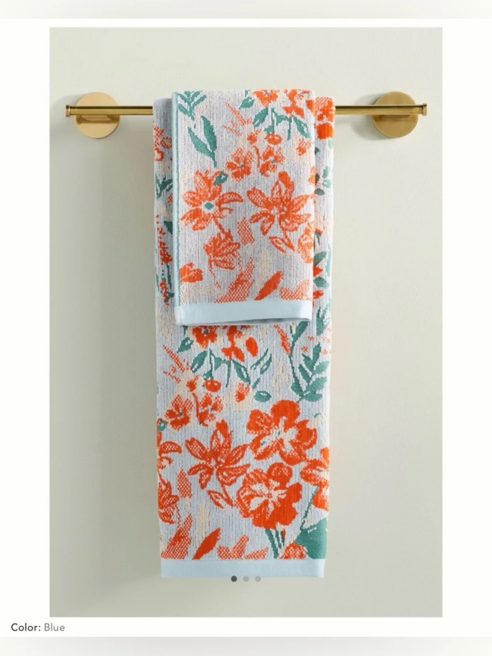 Anthro ❉ Lillian Cotton Floral Bath Towel in Blue